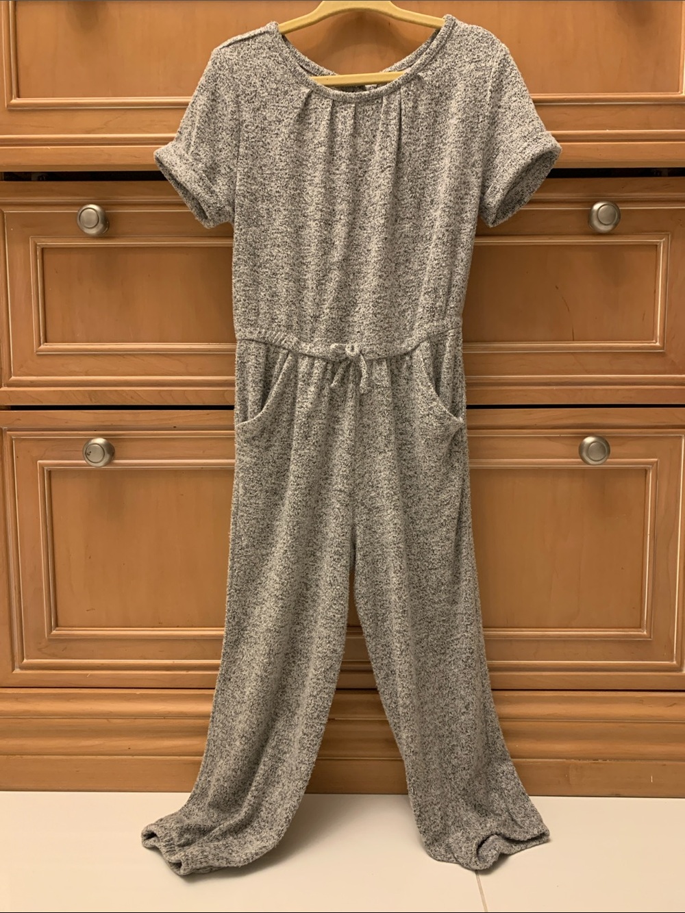 Girls' Heather Gray Knit Jumpsuit - Casual Kids Bottoms